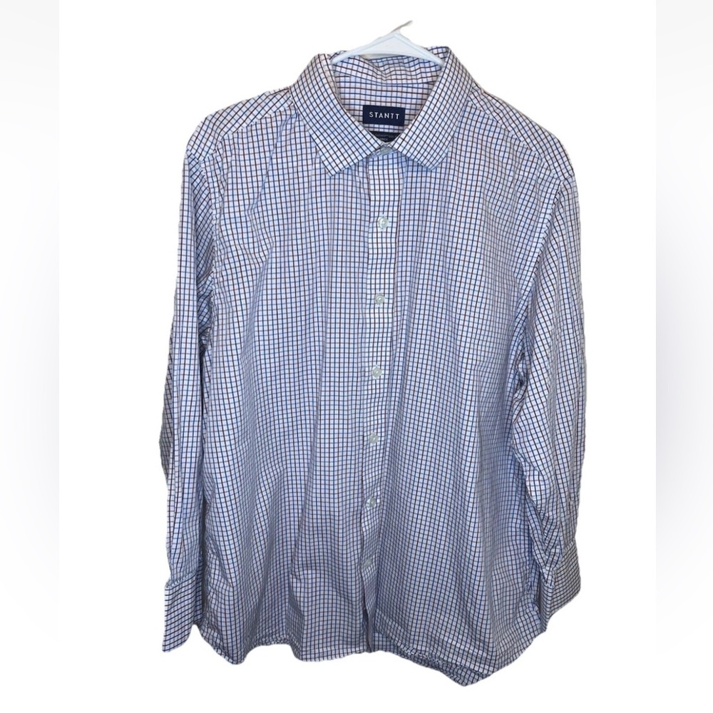Stantt Varick Red Blue Checkered Long Sleeve Button Down Shirt Size 17-30 EUC